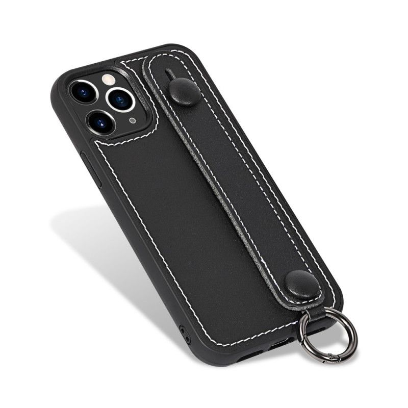 Etui iPhone 11 Pro Zielony Czarny Pasek Z Prawdziwej Skóry Etui Ochronne