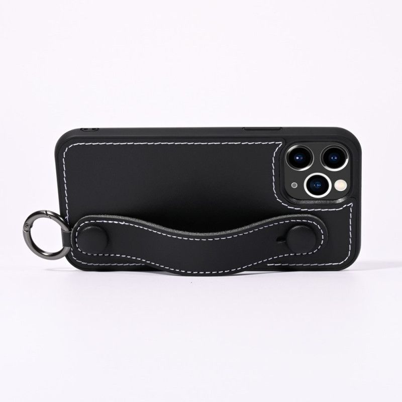Etui iPhone 11 Pro Zielony Czarny Pasek Z Prawdziwej Skóry Etui Ochronne
