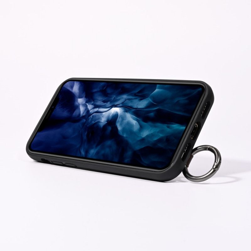 Etui iPhone 11 Pro Zielony Czarny Pasek Z Prawdziwej Skóry Etui Ochronne