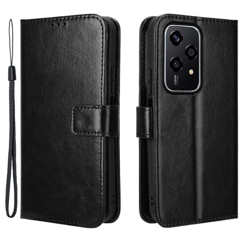 Etui Folio Honor 200 Lite Błyszcząca Sztuczna Skóra Z Paskiem