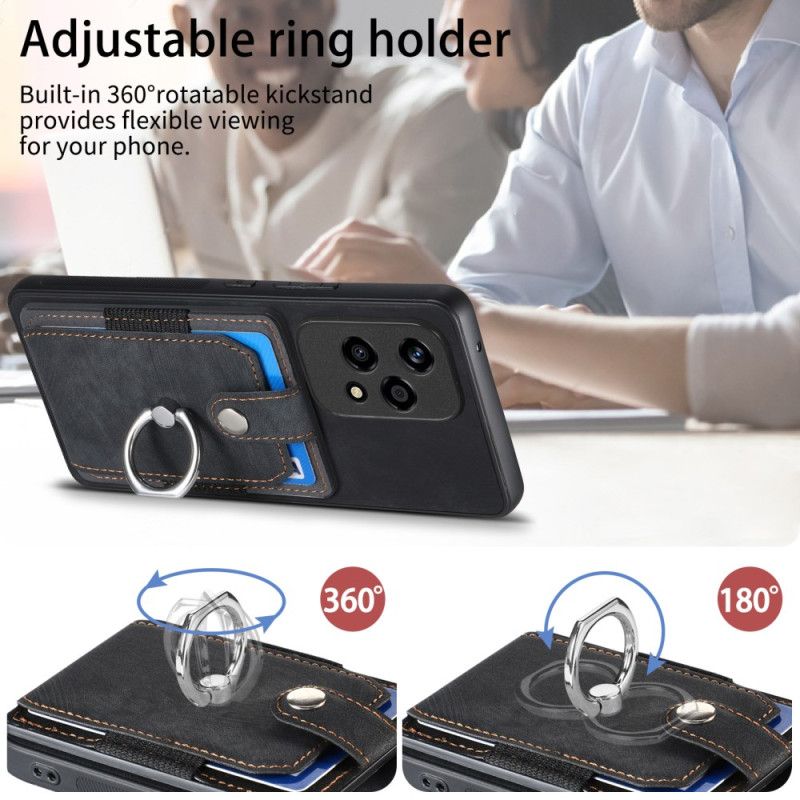 Futerały Honor 200 Lite Etui Na Telefon Retro Z Uchwytem Na Kartę I Uchwytem Na Pierścionek