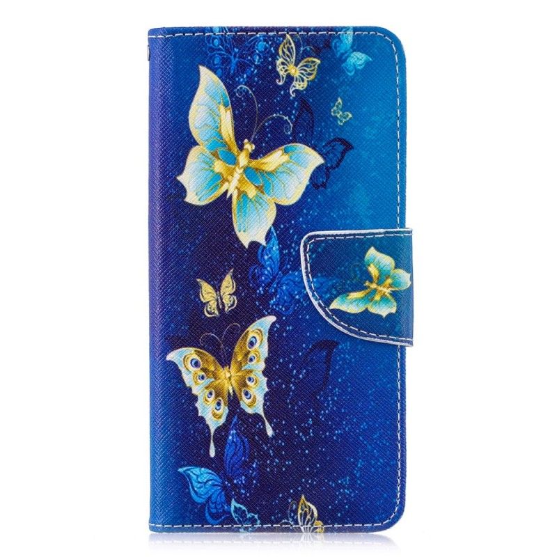 Etui Folio Huawei P30 Ciemnoniebieski Motyle W Nocy