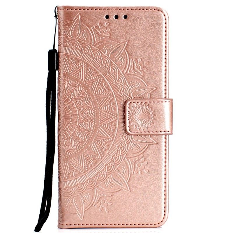 Etui Folio Huawei P30 Czerwony Szary Mandala Słońca Etui Ochronne