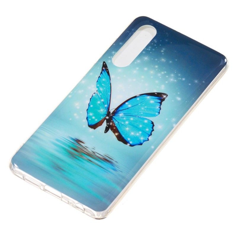 Etui Huawei P30 Fluorescencyjny Niebieski Motyl