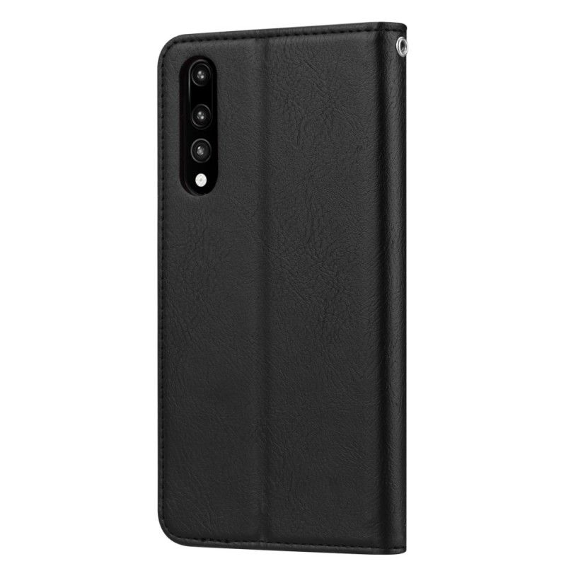 Flip Kotelot Huawei P30 Czerwony Czarny Etui Na Karty Ze Sztucznej Skóry Etui Ochronne