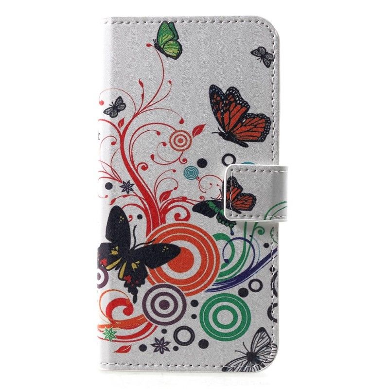 Obudowa Huawei P30 Jasnoniebieski Czarny Motyle I Kwiaty