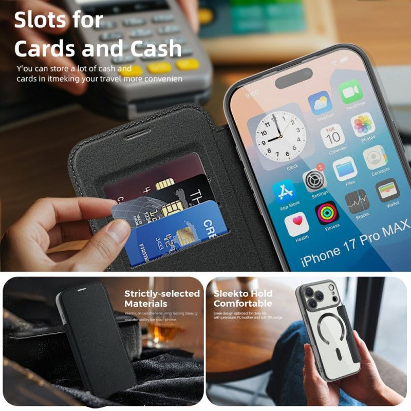 Flip Kotelot iPhone 17 Pro Max Etui Na Telefon Magsafe Kompatybilny Z Blokadą Rfid