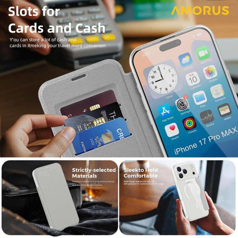 Flip Kotelot iPhone 17 Pro Max Etui Na Telefon Zgodny Z Magsafe Z Uchwytem Na Karty Rfid