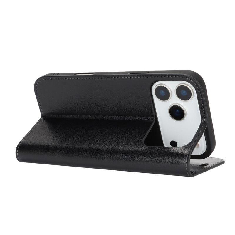 Flip Kotelot iPhone 17 Pro Max Prawdziwa Skóra Etui Ochronne