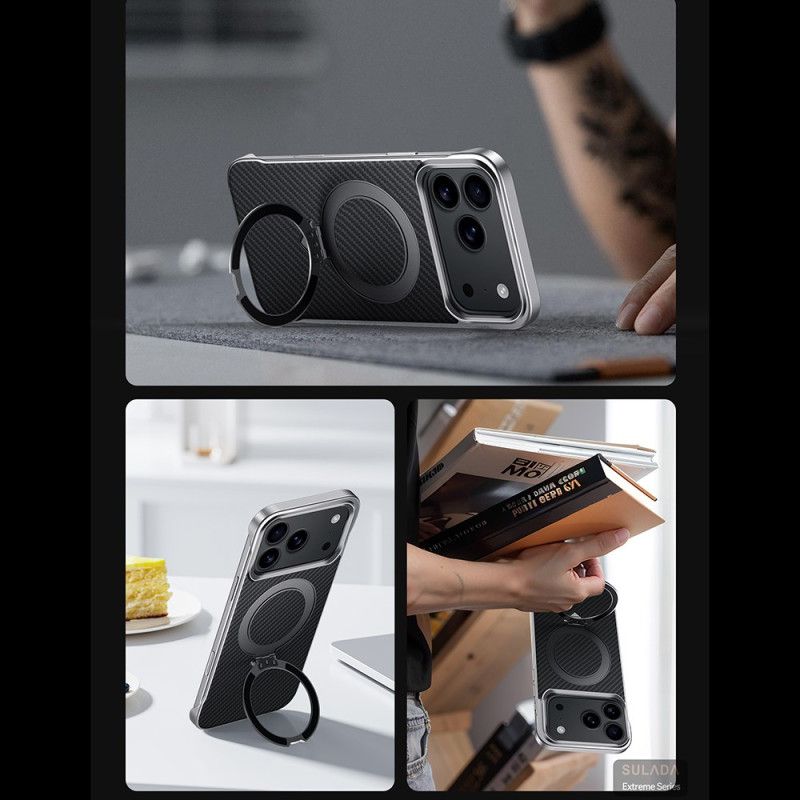 Hülle Für iPhone 17 Pro Max Magsafe Carbonfaser-ringhalterung