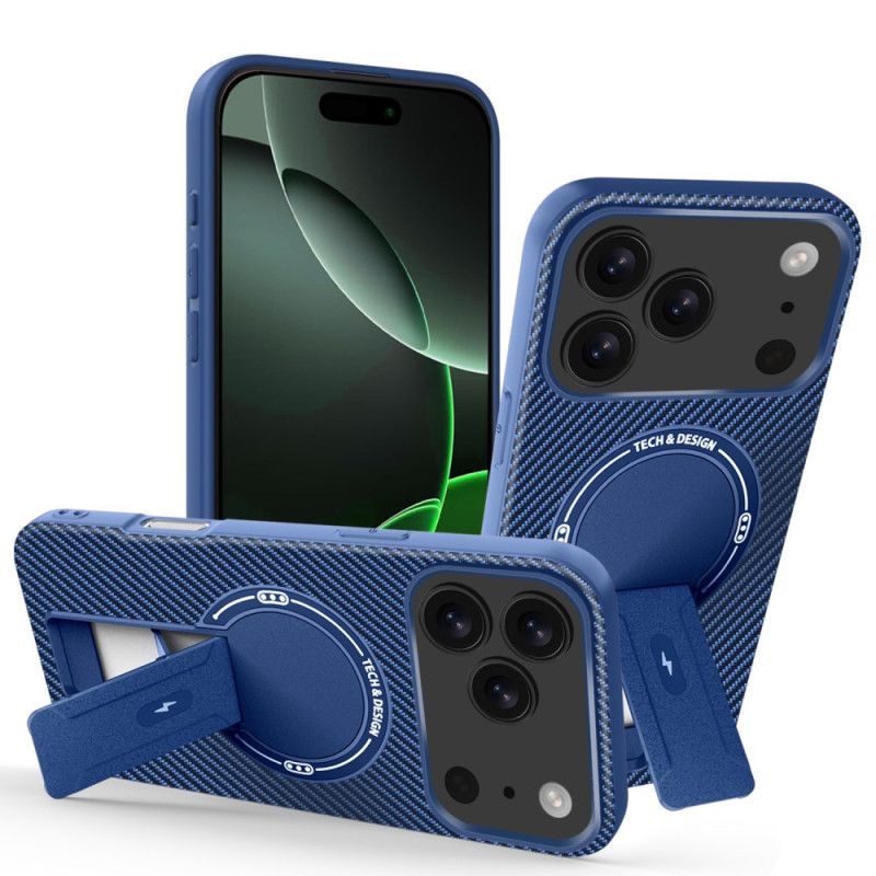 Hülle iPhone 17 Pro Max Carbonfaser-optik Mit Integriertem Ständer