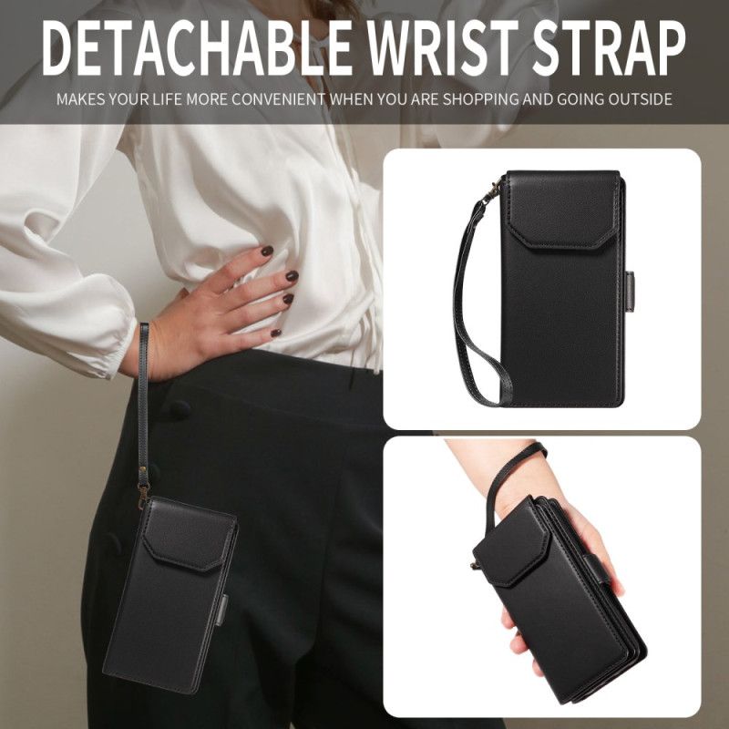 Skórzany Futerał iPhone 17 Pro Max Etui Na Telefon Smycz Na Wiele Kart