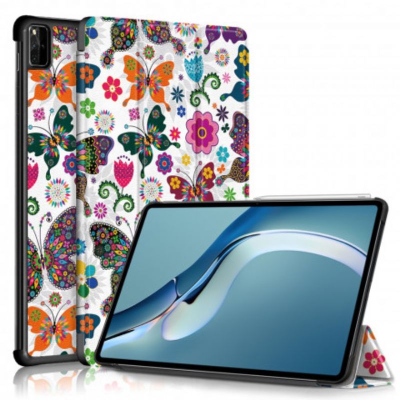 Inteligentna Obudowa Huawei Matepad Pro 12.6 (2021) Wzmocnione Retro Motyle I Kwiaty