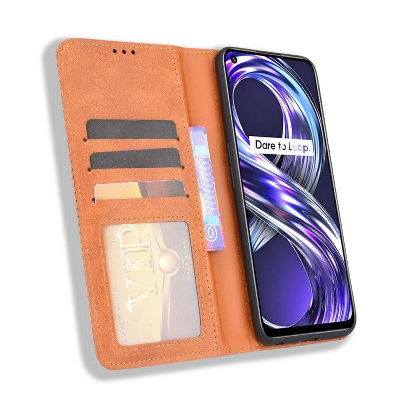 Flip Kotelot Realme 8i Stylizowany Efekt Skóry W Stylu Vintage