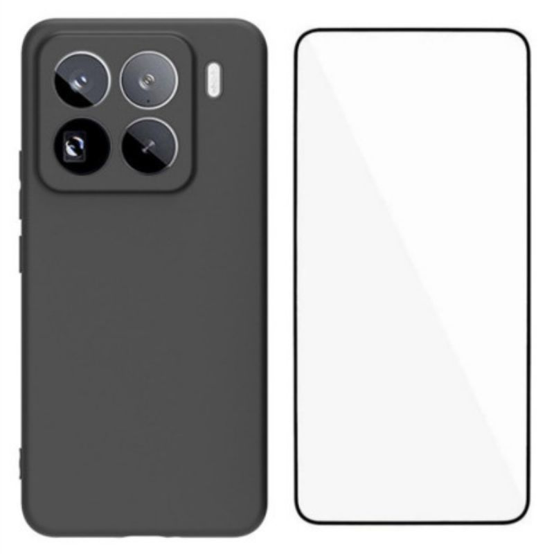 Etui Do Xiaomi 15 Pro Matowy Silikon Z Hartowanym Szkłem Ochronnym Na Ekran