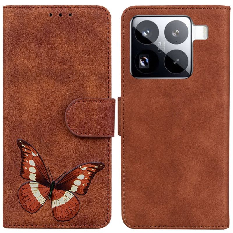 Etui Folio Xiaomi 15 Pro Efekt Zamszu Z Motylem