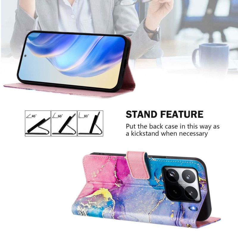 Etui Folio Xiaomi 15 Pro Kolorowy Marmur Etui Ochronne