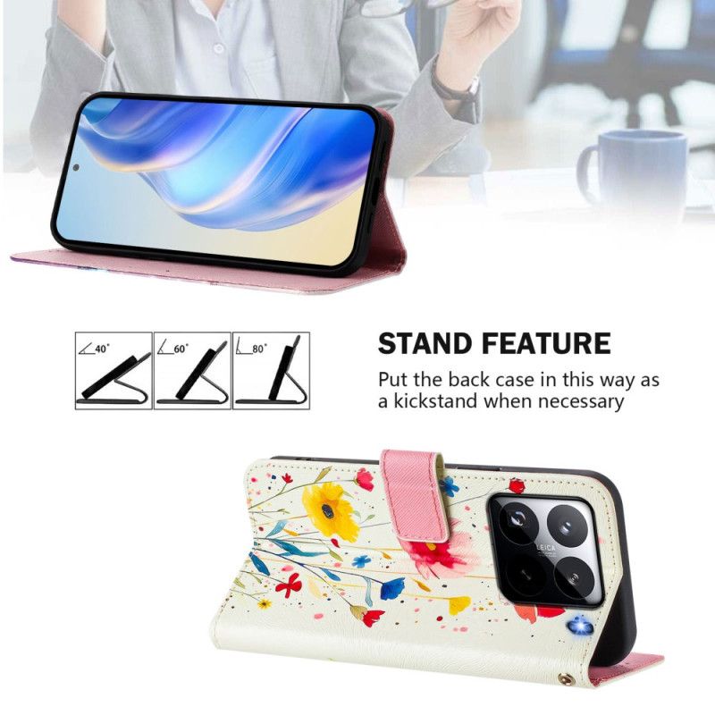 Etui Folio Xiaomi 15 Pro Kwiatowy Wzór