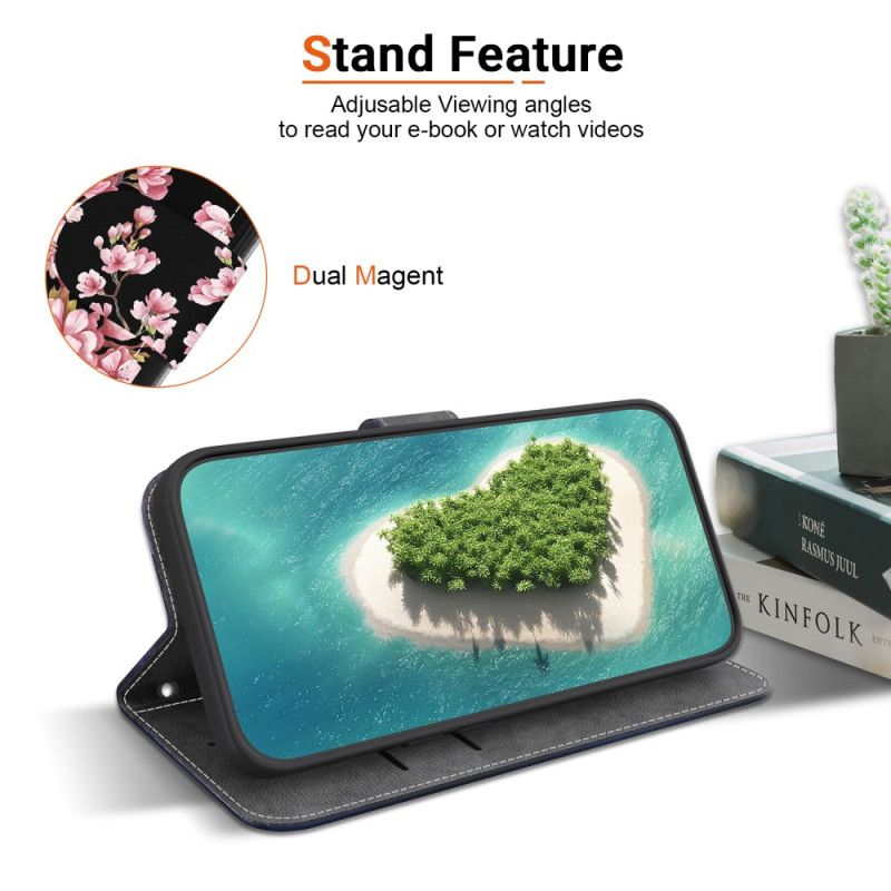 Etui Folio Xiaomi 15 Pro Kwiaty Śliwy Etui Ochronne