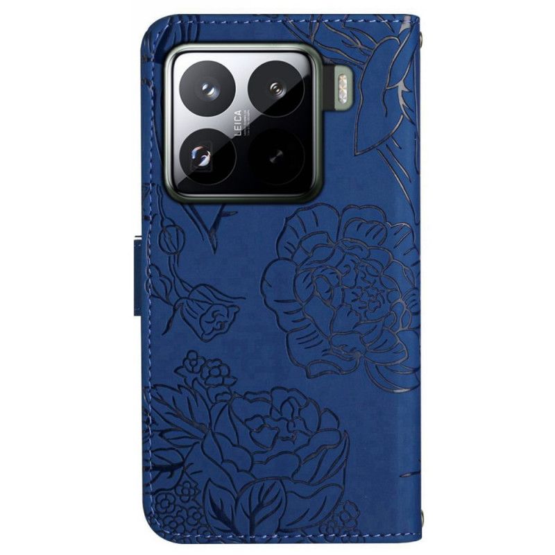 Etui Folio Xiaomi 15 Pro Pasek Z Nadrukiem Motyla Etui Ochronne
