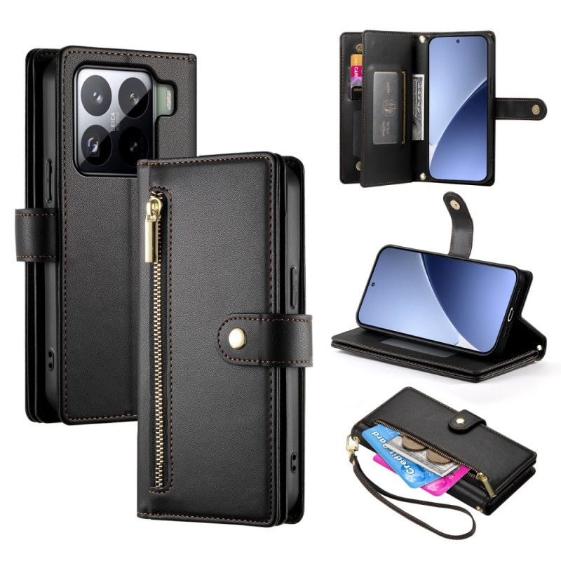 Etui Folio Xiaomi 15 Pro Portfel Z Paskiem I Paskiem Na Ramię