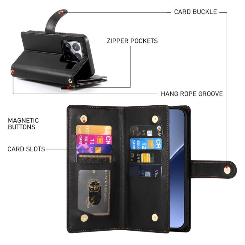 Etui Folio Xiaomi 15 Pro Portfel Z Paskiem I Paskiem Na Ramię