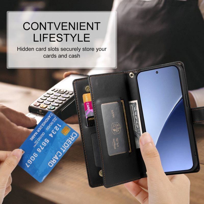 Etui Folio Xiaomi 15 Pro Portfel Z Paskiem I Paskiem Na Ramię