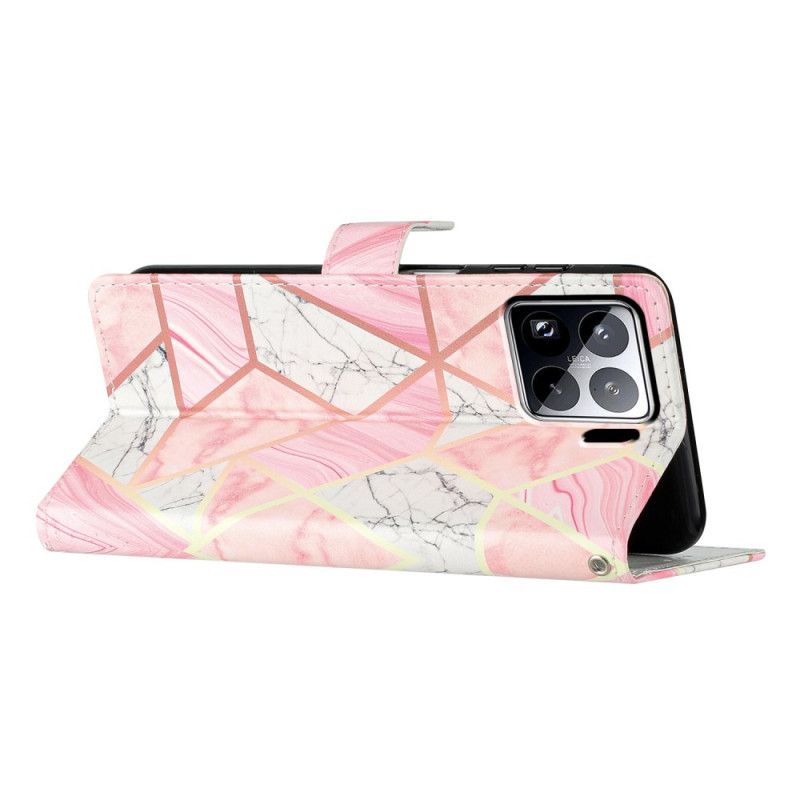 Etui Folio Xiaomi 15 Pro Różowy Marmur Etui Ochronne