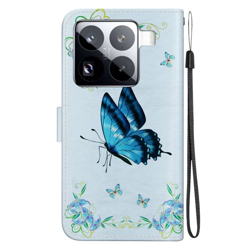 Pokrowce Xiaomi 15 Pro Motyl I Niebieskie Kwiaty