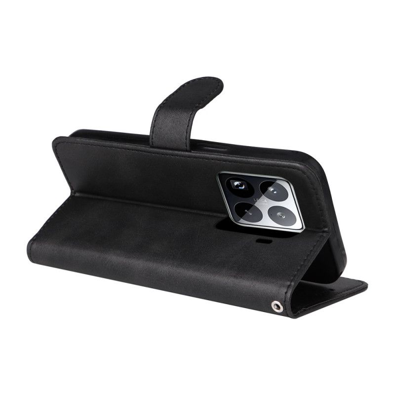 Skórzany Futerał Xiaomi 15 Pro Etui Na Telefon Gładka Skóra Z Paskiem