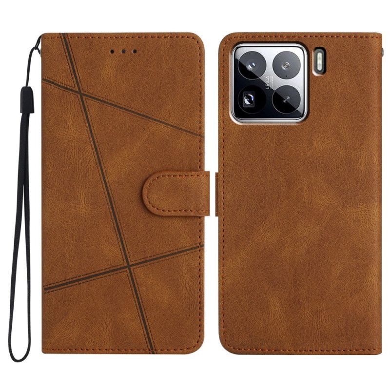 Skórzany Futerał Xiaomi 15 Pro Etui Na Telefon Linie I Paski Z Paskiem