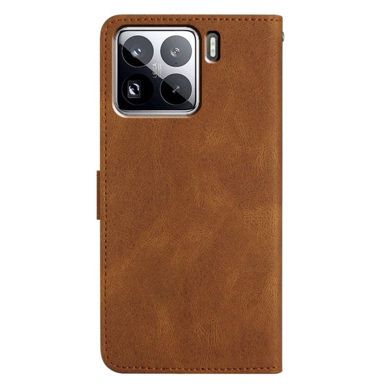 Skórzany Futerał Xiaomi 15 Pro Etui Na Telefon Linie I Paski Z Paskiem