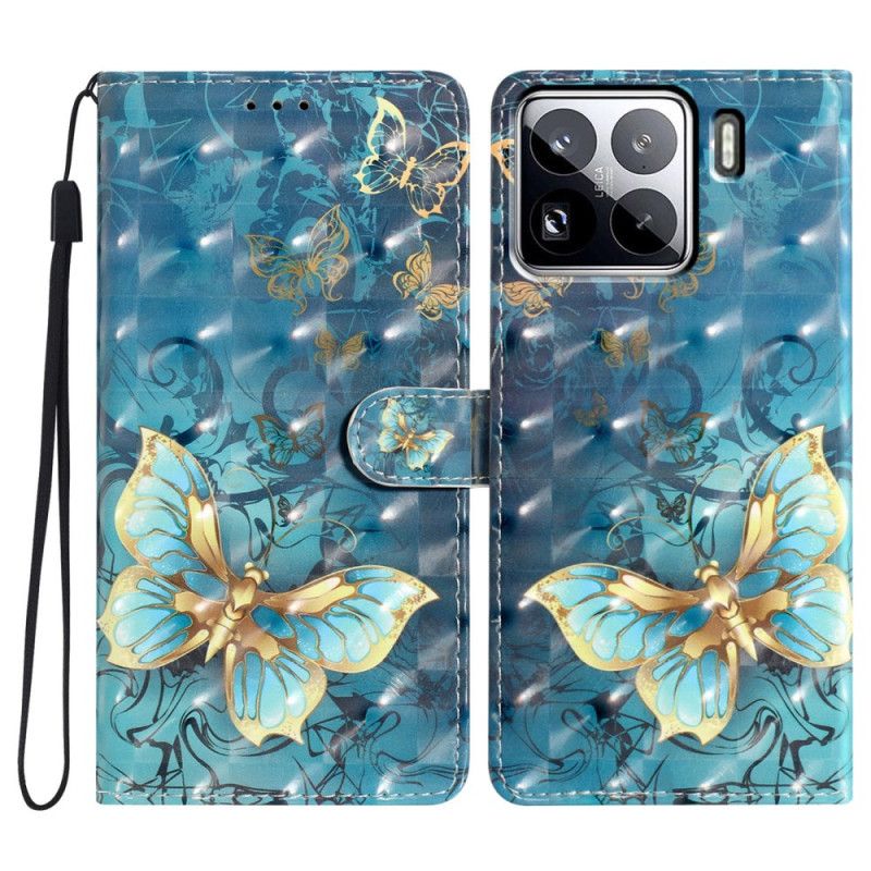 Skórzany Futerał Xiaomi 15 Pro Etui Na Telefon Motyle 3d