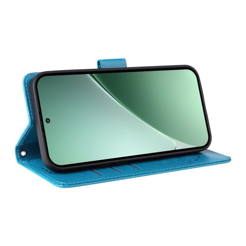 Skórzany Futerał Xiaomi 15 Pro Etui Na Telefon Motyle I Kwiaty