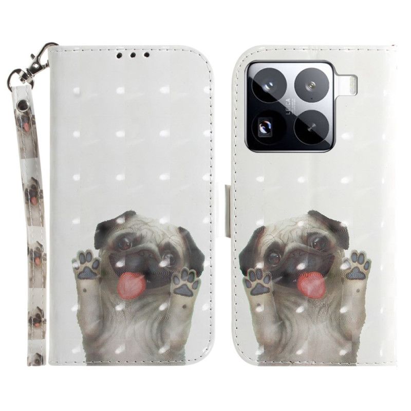 Skórzany Futerał Xiaomi 15 Pro Etui Na Telefon Pasek Mops