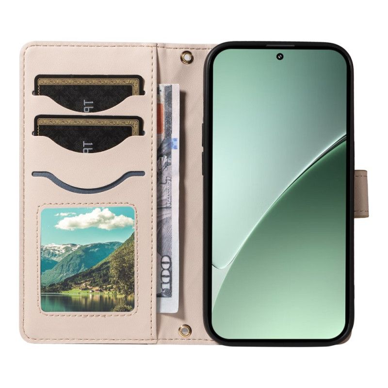 Skórzany Futerał Xiaomi 15 Pro Etui Na Telefon Pikowana Z Paskiem I Paskiem Na Ramię