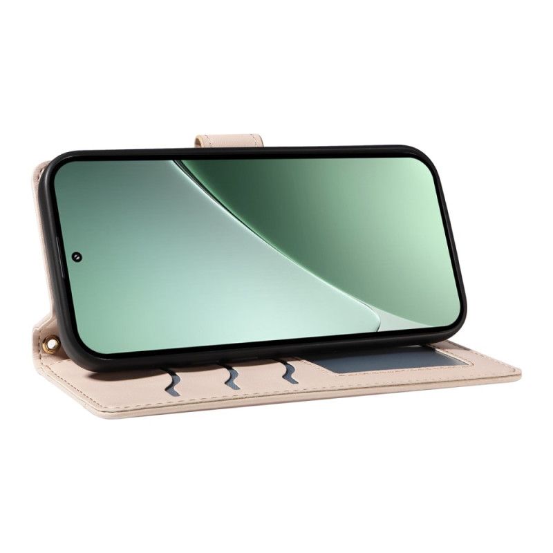 Skórzany Futerał Xiaomi 15 Pro Etui Na Telefon Pikowana Z Paskiem I Paskiem Na Ramię