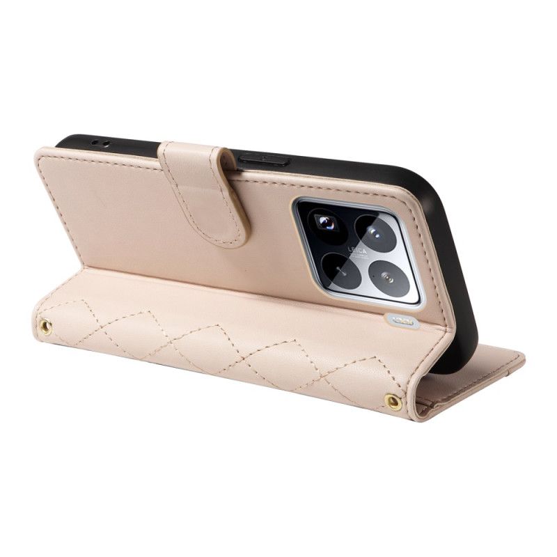 Skórzany Futerał Xiaomi 15 Pro Etui Na Telefon Pikowana Z Paskiem I Paskiem Na Ramię