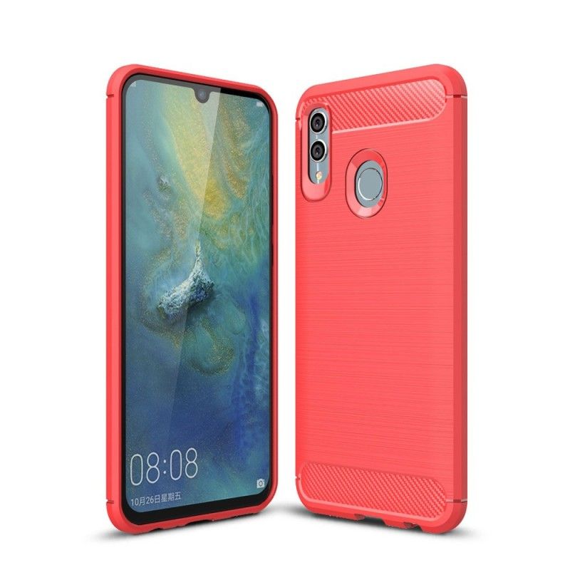 Etui Huawei P Smart 2019 Czerwony Czarny Szczotkowane Włókno Węglowe Etui Ochronne
