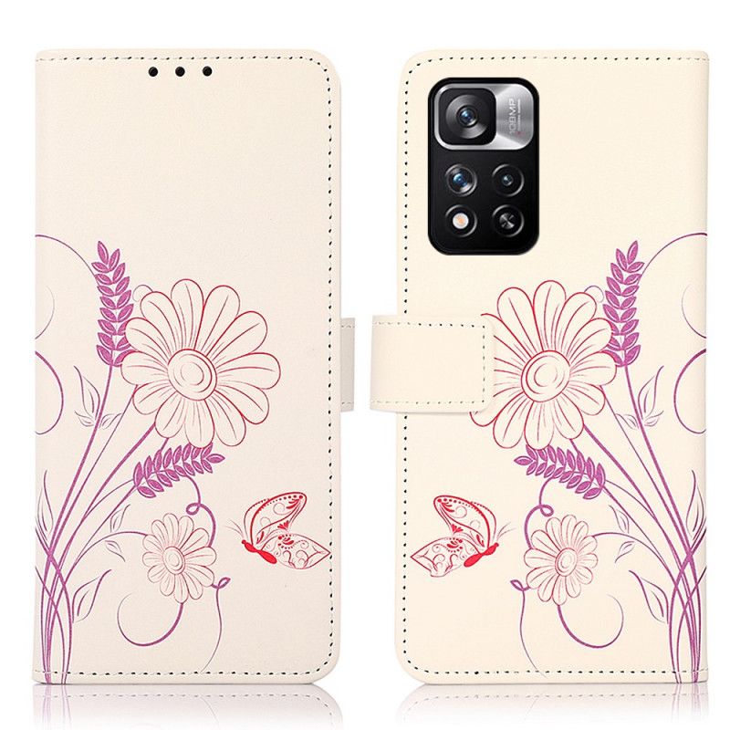 Pokrowce Xiaomi Redmi Note 11 Pro / Note 11 Pro Plus Rysowanie Motyli I Kwiatów
