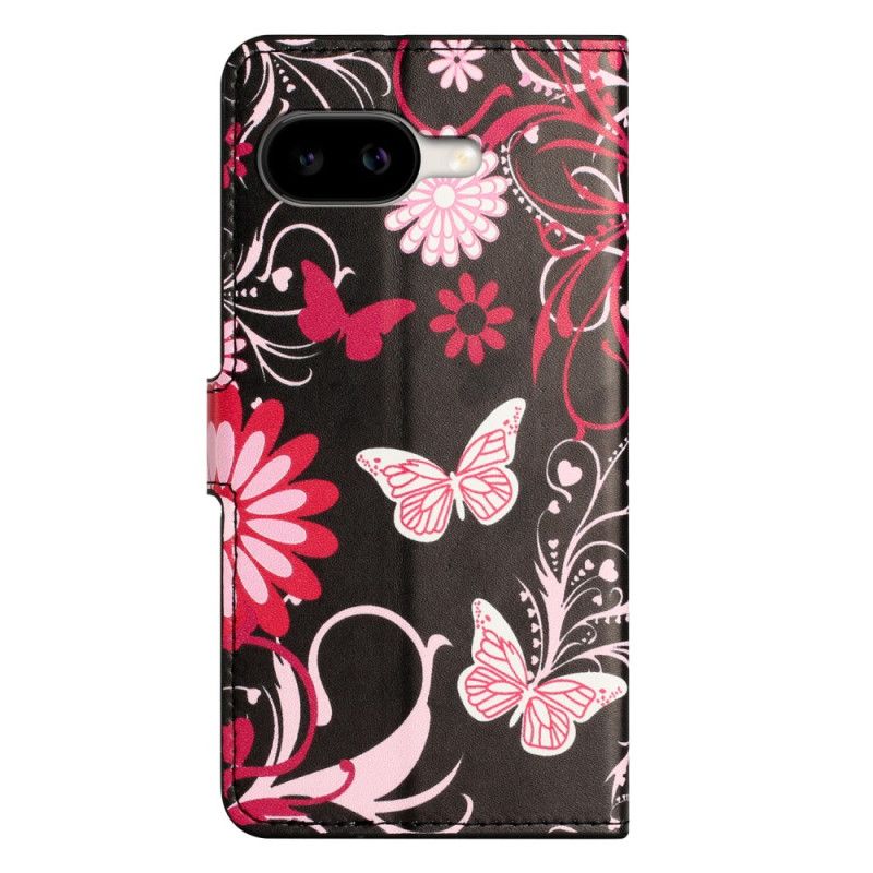 Etui Folio Do Google Pixel 10a Motyle Na CZarnym Tle