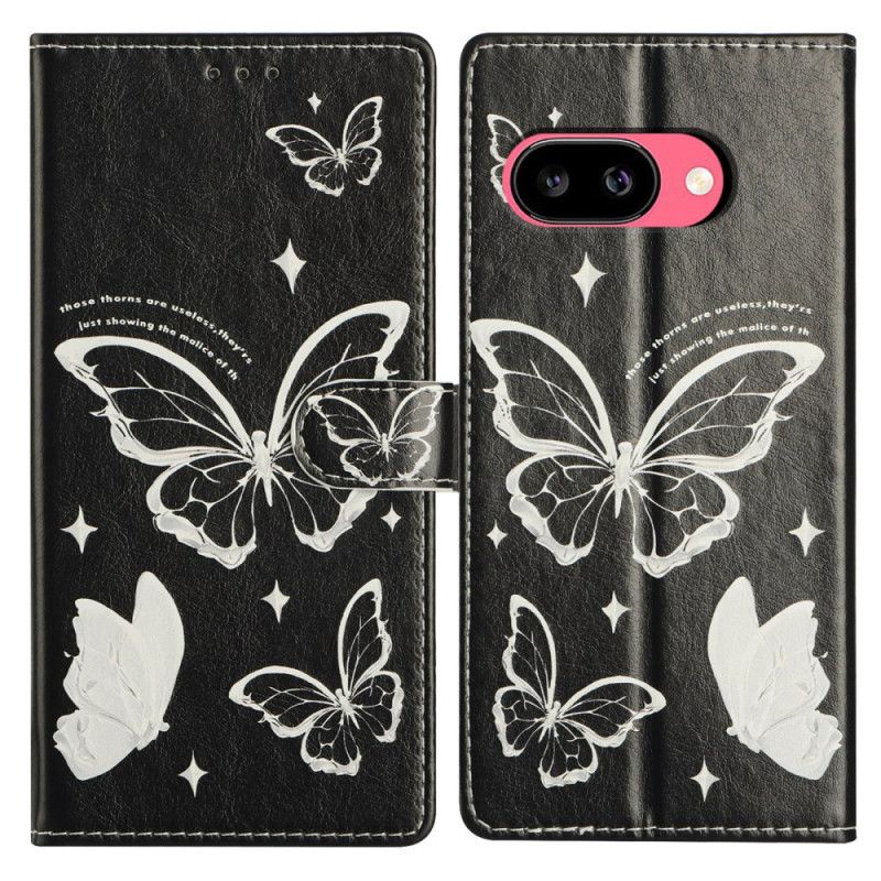 Etui Folio Google Pixel 10a CZarno-białe Motyle Etui Ochronne