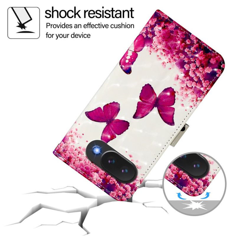 Etui Folio Google Pixel 10a Różowe Motyle Etui Ochronne