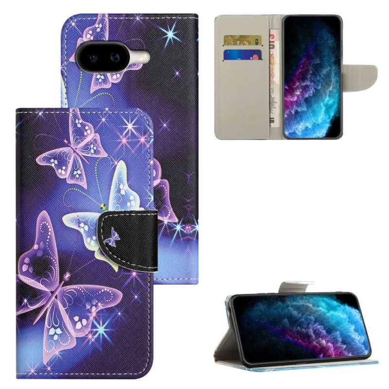 Skórzany Futerał Google Pixel 10a Etui Na Telefon Lśniące Motyle