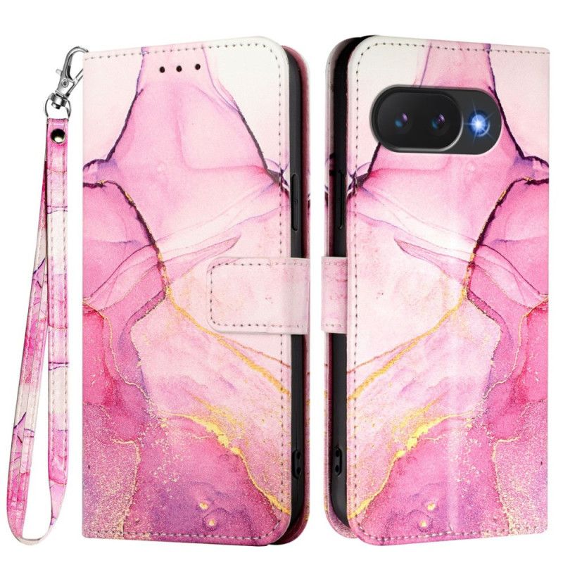 Skórzany Futerał Google Pixel 10a Etui Na Telefon Marmurkowy Wzór Z Paskiem