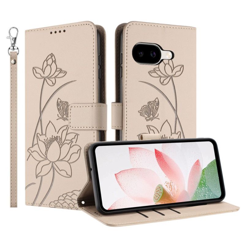 Skórzany Futerał Google Pixel 10a Etui Na Telefon Pasek Ze Wzorem Lotosu