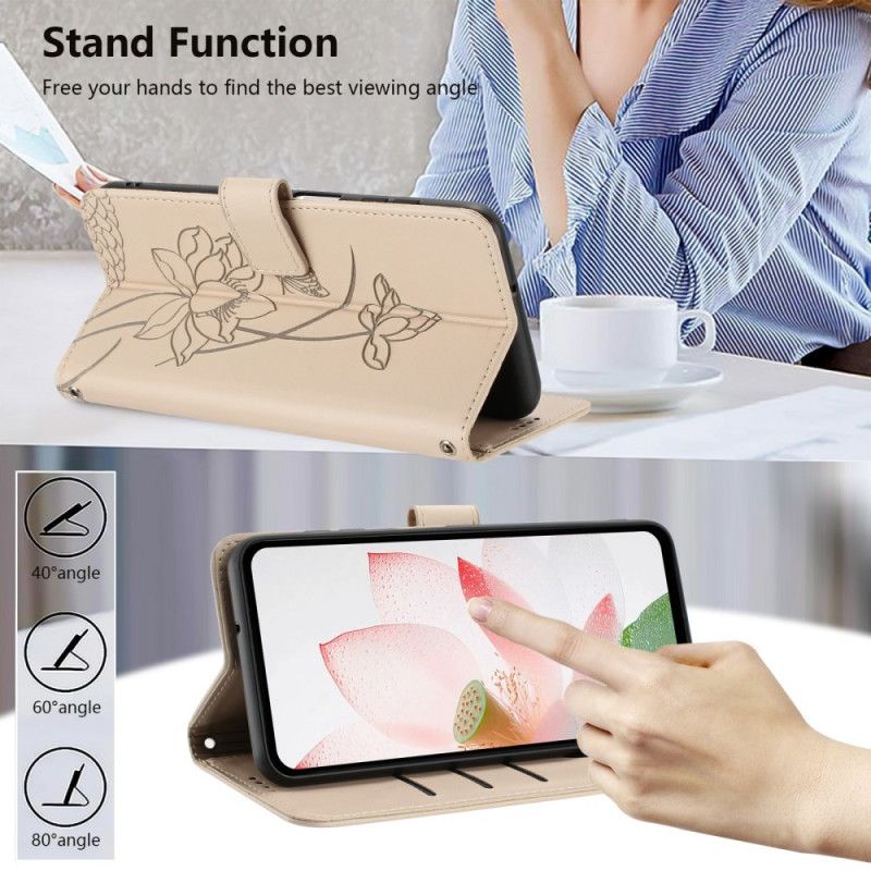 Skórzany Futerał Google Pixel 10a Etui Na Telefon Pasek Ze Wzorem Lotosu