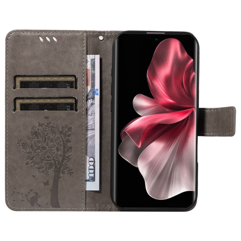 Etui Folio Vivo V40 Lite 5g Kot I Drzewo Etui Ochronne