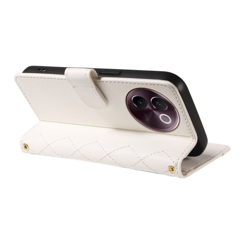 Etui Folio Vivo V40 Lite 5g Pikowane Z Paskami