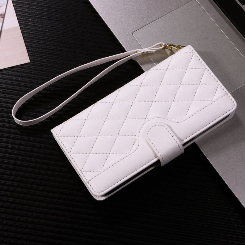 Etui Folio Vivo V40 Lite 5g Pikowane Z Paskami